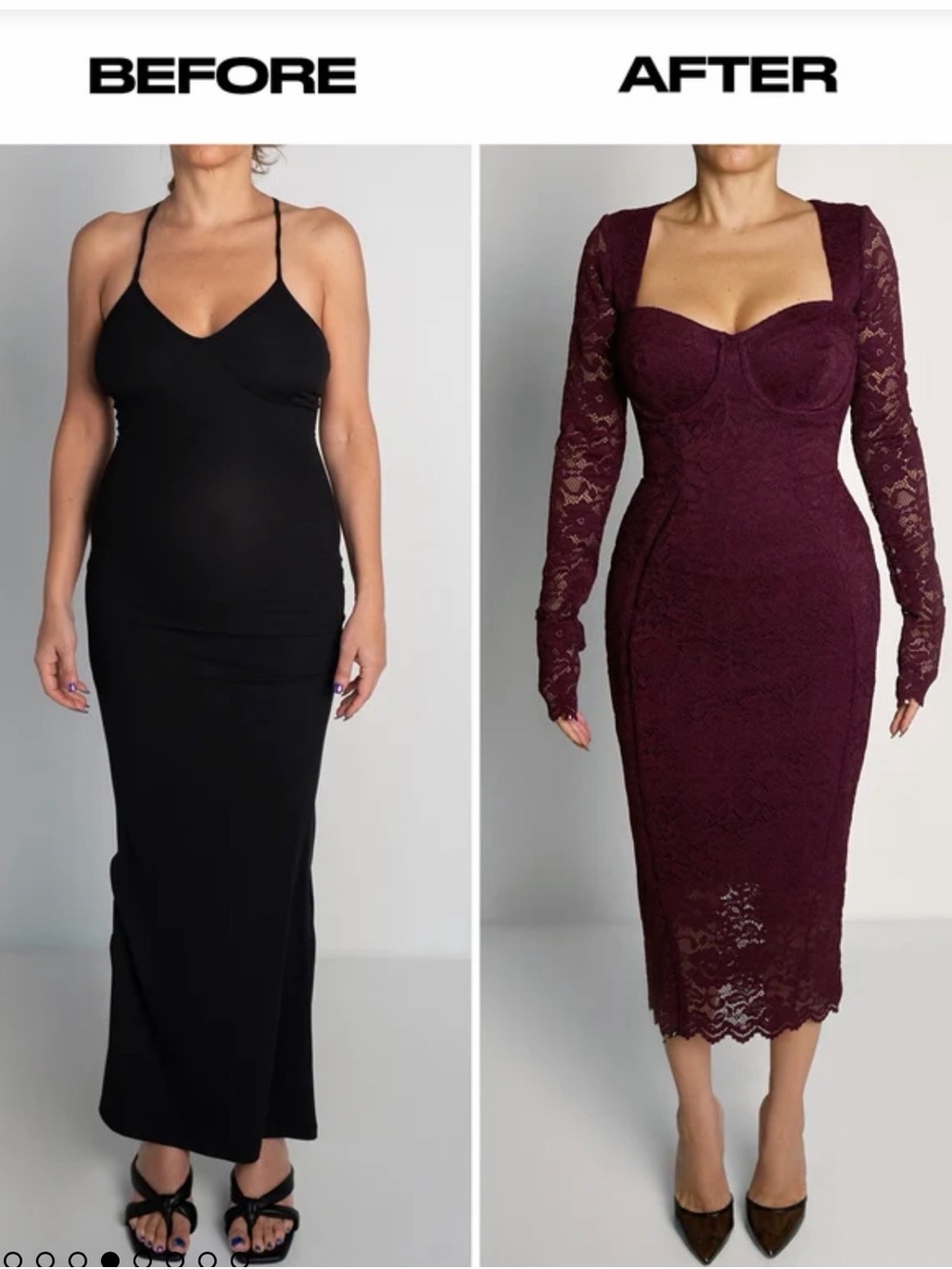 TA3 Seamed Lushy Long Sleeve Lace Midi Dress VIRAL Lace Garnet Size 3XL NWT $298 - Picture 4 of 8